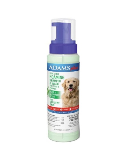 Adams Foaming Flea And Tick Shampoo with Aloe And Cucumber  - 10 oz