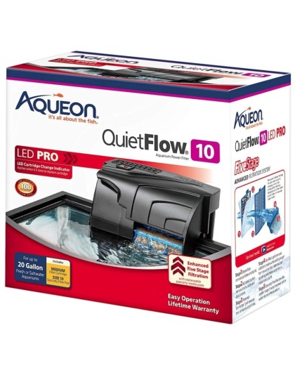 Aqueon QuietFlow LED Pro Power Filter - QuietFlow 10 (Aquariums up to 10 Gallons)