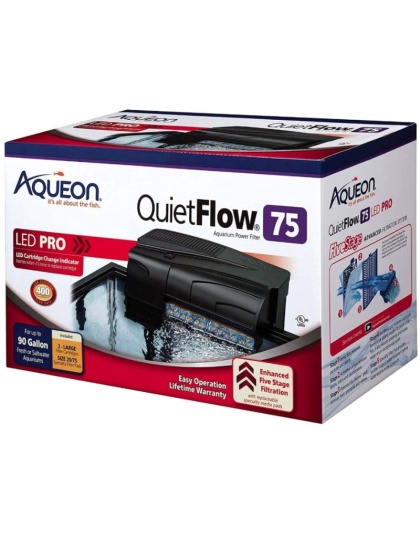 Aqueon QuietFlow LED Pro Power Filter - QuietFlow 55 & 75 (Aquariums up to 90 Gallons)
