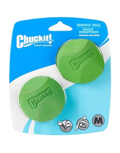 Chuckit Erratic Ball for Dogs - Medium Ball - 2.25" Diameter (2 Pack)