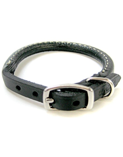 Circle T Pet Leather Round Collar Black - 10" Neck