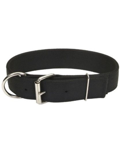 Coastal Pet Macho Dog Double-Ply Nylon Collar with Roller Buckle 1.75" Wide Black - 26"Long
