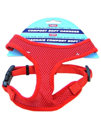 Coastal Pet Comfort Soft Adjustable Harness - Red - Small - 5/8" Wide (Girth Size 19"-23")