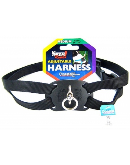 Coastal Pet Size Right Nylon Adjustable Harness - Black - Medium (Girth Size 24"-30")