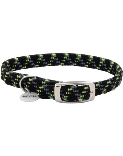 Coastal Pet Elastacat Reflective Safety Collar with Charm Black/Green - Small (Neck: 8-10in.)