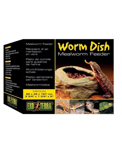 Exo-Terra Worm Dish - Mealworm Feeder - (5"L x 5"W x 6.1"H)