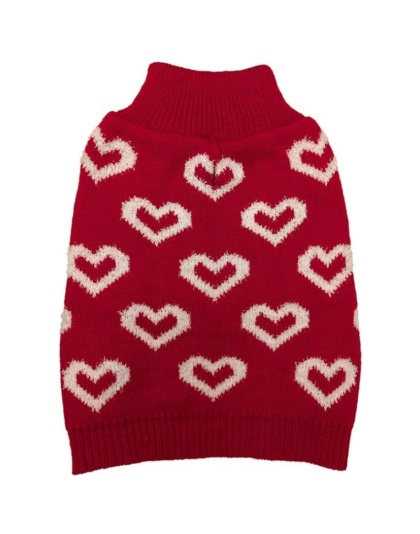 Fashion Pet All Over Hearts Dog Sweater Red - Medium