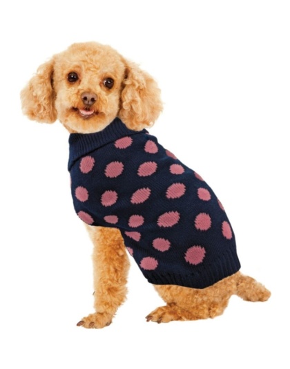 Fashion Pet Contrast Dot Dog Sweater Pink - Medium