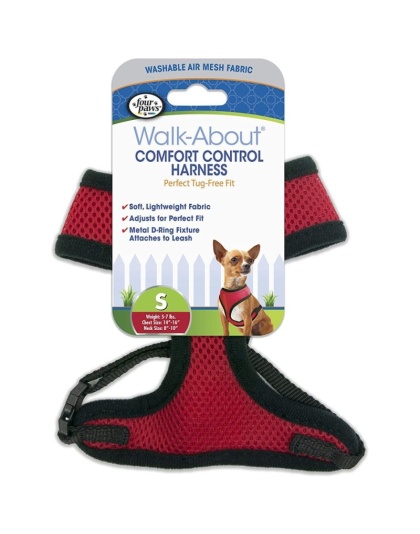 Four Paws Comfort Control Harness - Red - Small - For Dogs 5-7 lbs (14"-16" Chest & 8"-10" Neck)