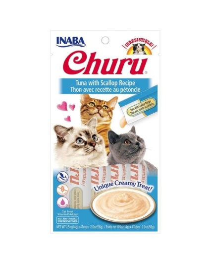 Inaba Churu Tuna with Scallop Recipe Creamy Cat Treat - 4 count