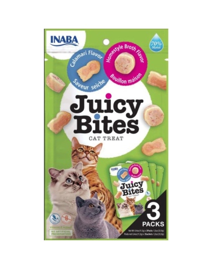Inaba Juicy Bites Cat Treat Homestyle Broth and Calamari Flavor - 3 count