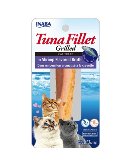 Inaba Tuna Fillet Grilled Cat Treat in Shrimp Flavored Broth - 0.52 oz