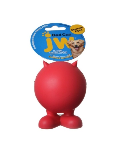 JW Pet Bad Cuz Rubber Squeaker Dog Toy - Medium - 4" Tall