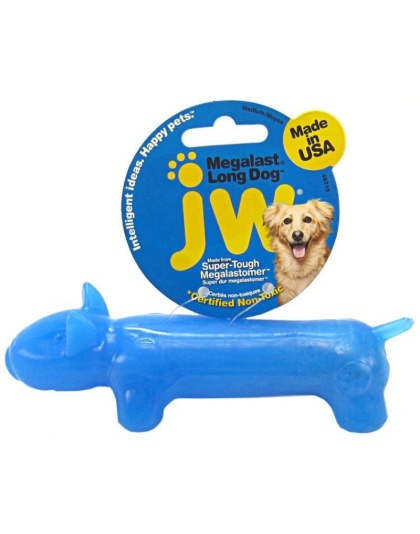 JW Pet Megalast Rubber Dog Toy - Long Dog - Medium - 6.5" Long