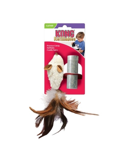 KONG Feather Mouse Cat Toy with Catnip - Mouse Toy with Catnip