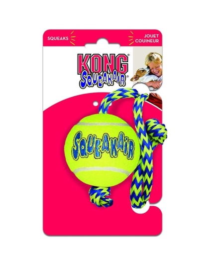 KONG Squeakers Tennis Ball with Rope - Medium