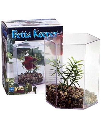 Lees Betta Keeper Hex Aquarium Kit - 24 oz (4.8"L x 3.8"W x 5.4"H)