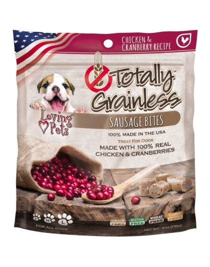 Loving Pets Totally Grainless Sausage Bites - Chicken & Cranberries - All Dogs - 6 oz