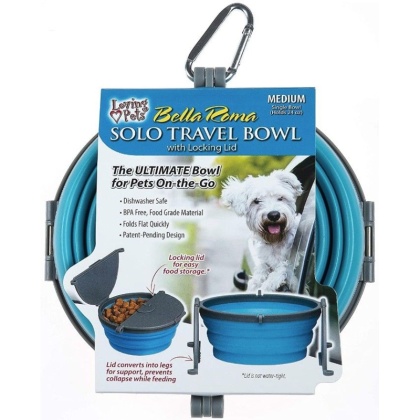 Loving Pets Bella Roma Blue Travel Bowl  - 1 count - Medium