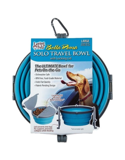 Loving Pets Bella Roma Blue Travel Bowl  - 1 count - Large