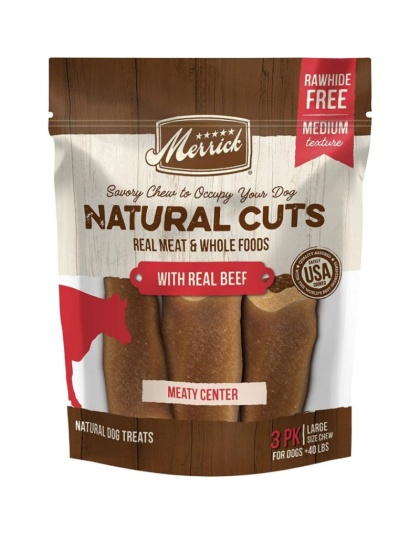 Merrick Natural Cut Beef Chew Treats Large - 3 count