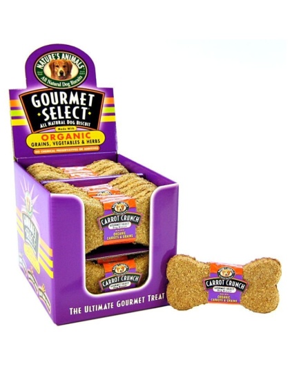 Natures Animals Gourmet Select Organic Dog Bone - Carrot Flavor - 24 Pack