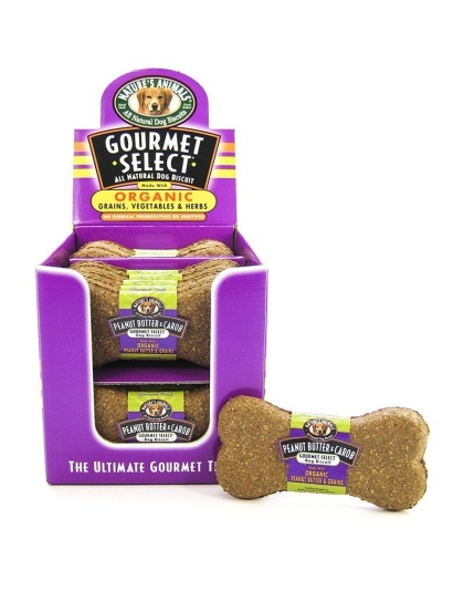 Natures Animals Gourmet Select Organic Dog Bone - Peanut Butter & Carob Flavor - 24 Pack