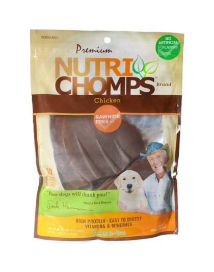 Nutri Chomps Pig Ear Shaped Dog Treat Chicken Flavor  - 10 count