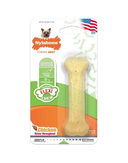 Nylabone Flexi Chew Dog Bone - Chicken Flavor - Petite (1 Pack)