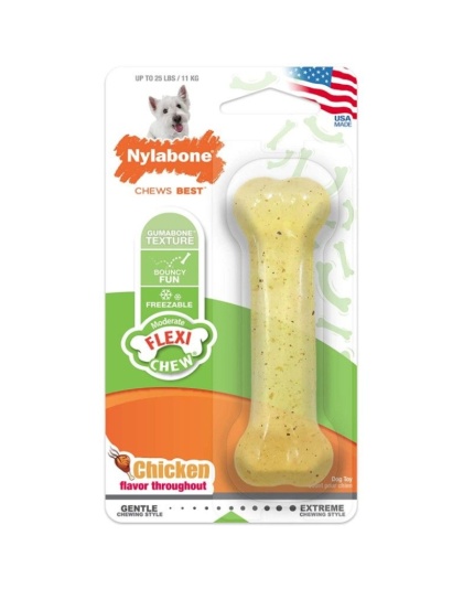 Nylabone Flexi Chew Dog Bone - Chicken Flavor - Regular (1 Pack)