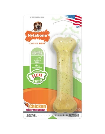 Nylabone Flexi Chew Dog Bone - Chicken Flavor - Wolf (1 Pack)