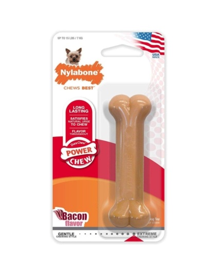 Nylabone Dura Chew Durable Dog Bone - Bacon Flavor - Petite - Dogs 1-15 lbs
