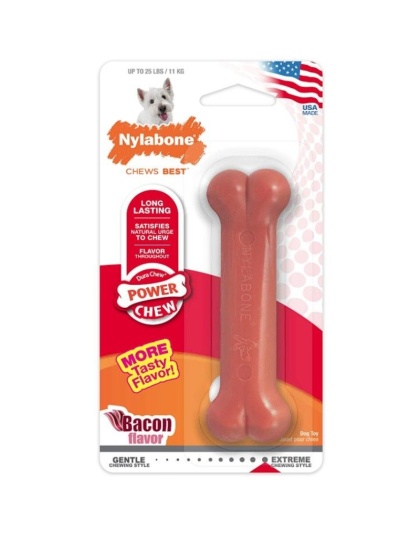 Nylabone Dura Chew Durable Dog Bone - Bacon Flavor - Regular - Dogs 16-25 lbs