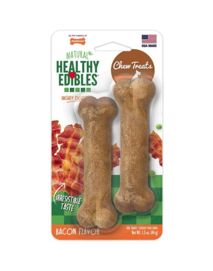 Nylabone Healthy Edibles Wholesome Dog Chews - Bacon Flavor - Petite (2 Pack)