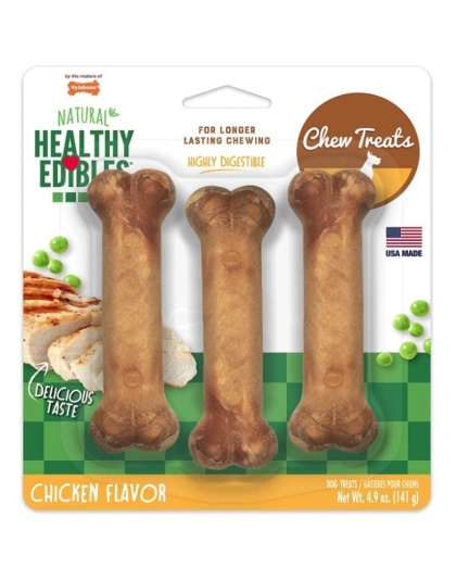 Nylabone Healthy Edibles Wholesome Dog Chews - Chicken Flavor - Regular - 4.5" Long (3 Pack)