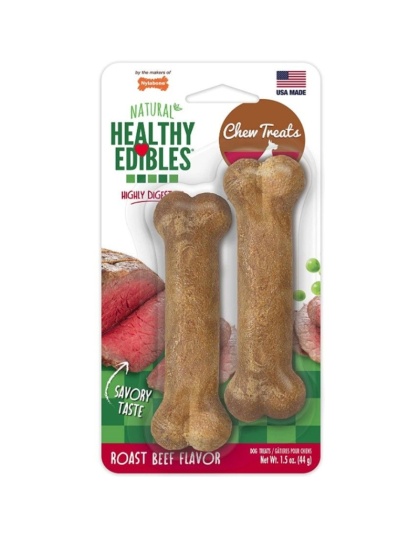 Nylabone Healthy Edibles Wholesome Dog Chews - Roast Beef Flavor - Petite (2 Pack)