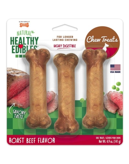 Nylabone Healthy Edibles Wholesome Dog Chews - Roast Beef Flavor - Regular (3 Pack)