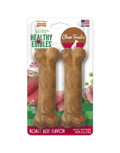 Nylabone Healthy Edibles Wholesome Dog Chews - Roast Beef Flavor - Wolf (2 Pack)
