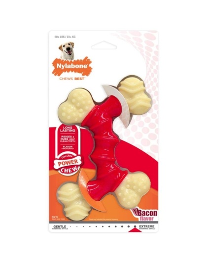 Nylabone Dura Chew Double Bone - Bacon Flavor - Souper - Dogs 50+ lbs