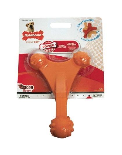 Nylabone Dura Chew Axis Bone Chew Toy - Bacon Flavor - For Dogs over 50 lbs - (6" Long x 4.5" Wide)