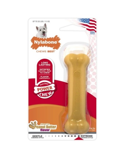 Nylabone Dura Chew Dog Bone - Peanut Butter Flavor - Regular