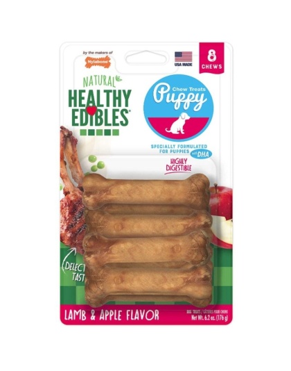 Nylabone Healthy Edibles DHA Omega-3 Puppy - Lamb & Apples Flavor - Petite (8 Pack)