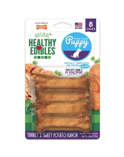 Nylabone Healthy Edibles DHA Omega-3 Puppy - Turkey & Sweet Potato Flavor - Petite (8 Pack)
