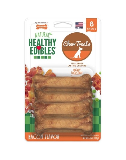Nylabone Healthy Edibles Wholesome Dog Chews - Bacon Flavor - Petite (8 Pack)