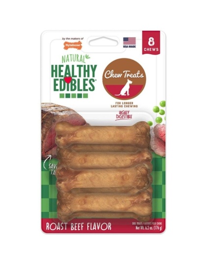 Nylabone Healthy Edibles Wholesome Dog Chews - Roast Beef Flavor - Petite (8 Pack)