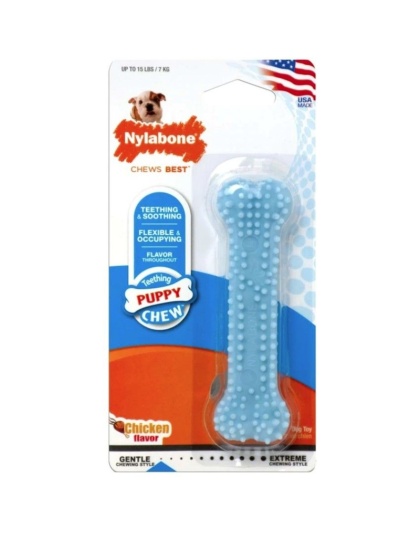 Nylabone Puppy Chew Dental Bone Chew Toy - Blue - 3.75" Chew - (For Puppies up to 15 lbs)