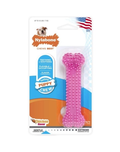 Nylabone Puppy Chew Dental Bone Chew Toy - Pink - 3.75" Chew - (For Puppies up to 15 lbs)