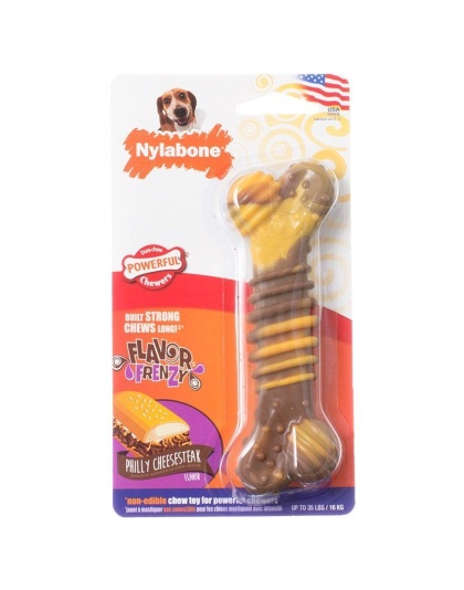 Nylabone Flavor Frenzy Dura Chew Bone - Philly Cheesesteak Flavor - Wolf (Dogs up to 35 lbs)