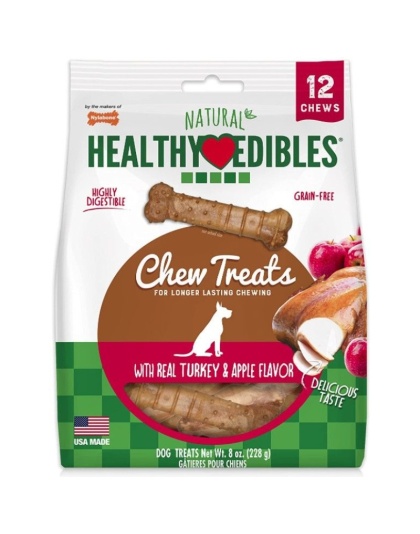 Nylabone Healthy Edibles Flavor Combos Treats - Turkey & Apple - Petite - 12 Pack