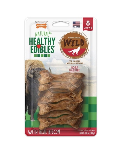 Nylabone Natural Healthy Edibles Wild Bison Chew Treats - Small - 8 Pack